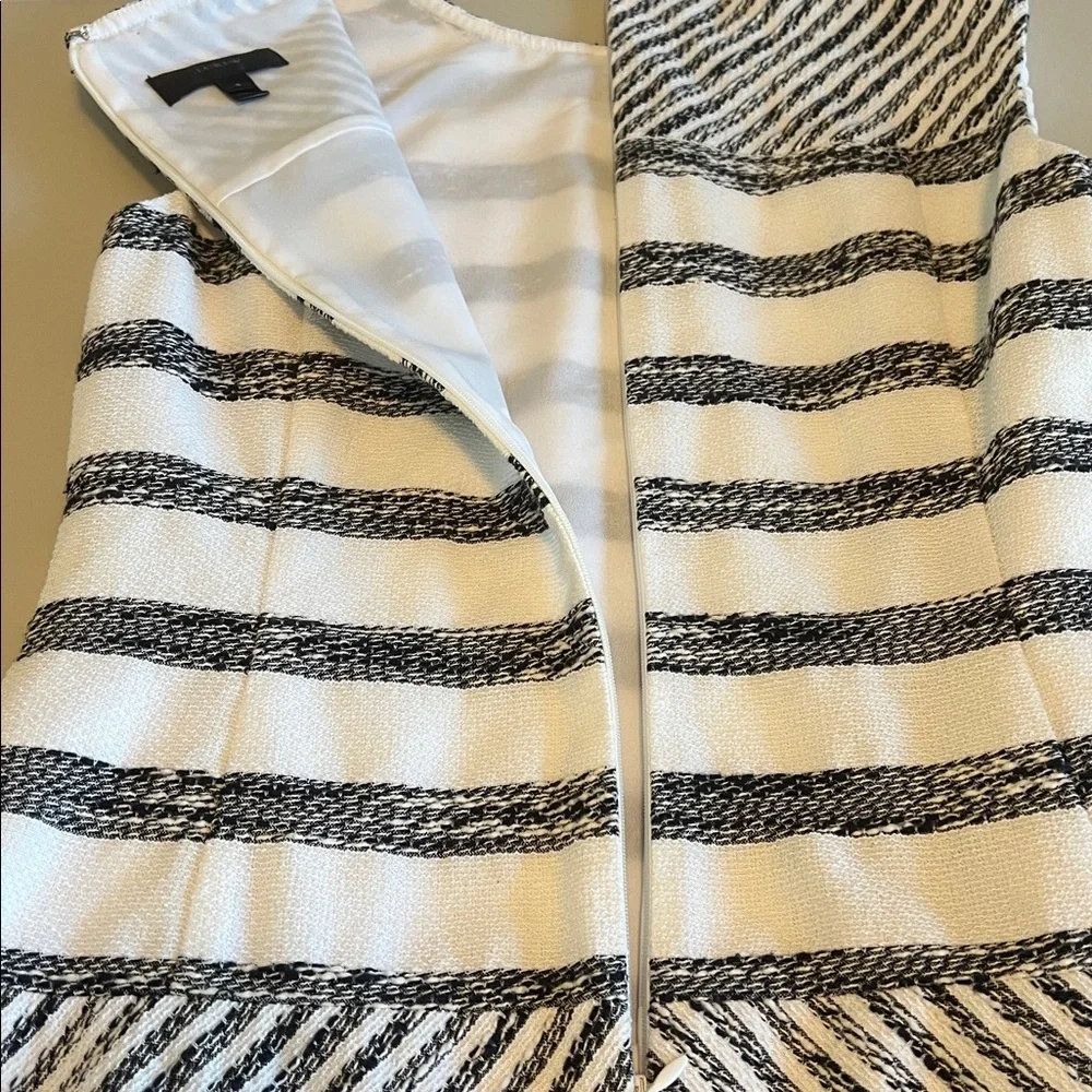 JCrew Tweed Striped Drop Waist Dress Blue/White Size 8 Style B9826